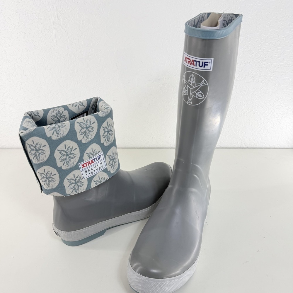 Xtratuf Salmon Sisters 15" Legacy Boots Womens Size 10 Gray Waterproof XWL1SD